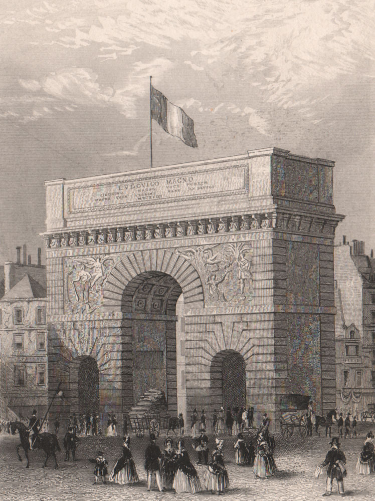 PARIS. Porte Saint-Martin. BICKNELL 1845 old antique vintage print picture